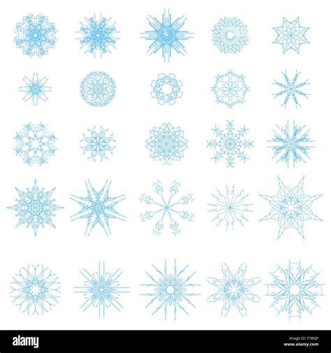 Set Of Different Blue Snowflakes Stock Vector Image Art Alamy