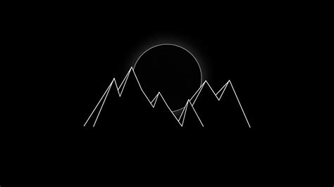 Minimalist Monochrome Mountain Nightscape Art Backiee