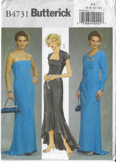 Womens Strapless Evening Gown Shrug Butterick Sewing Pattern B4731