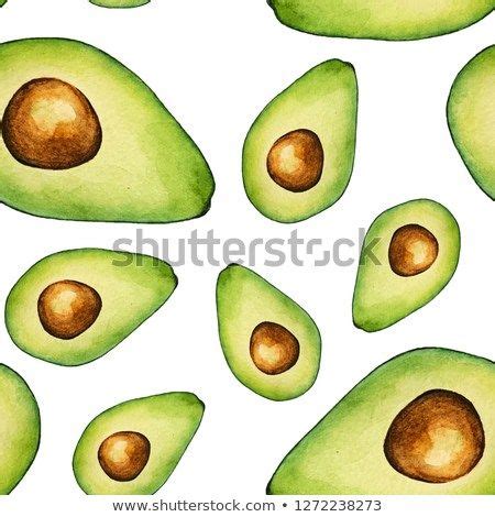 Seamless Watercolor Avocado Pattern Avocado Slices Watercolor