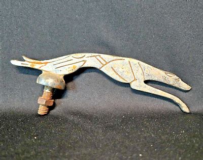 Vintage Greyhound Hood Ornament Bus Automobile Emblem Metal Ford Badge