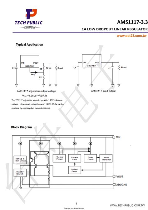 Ams Datasheet Pages Techpublic A Low Dropout Linear