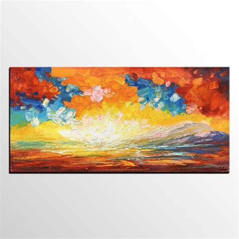 Custom Extra Large Painting Colorful Sky Landscape Oil Painting Heavy