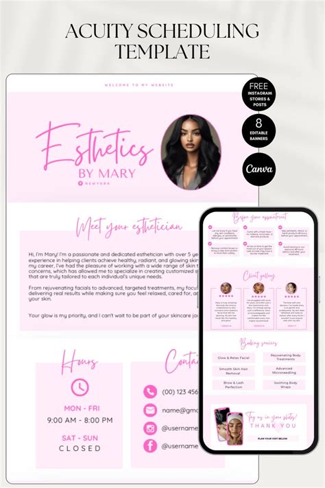 Esthetician Acuity Scheduling Template Esthetician Booking Acuity Site