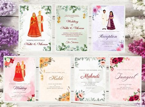 Personalized Printed Indian Wedding Invitation Set Hindu Wedding