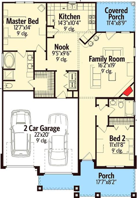 Plan 86246HH Two Bedroom Starter Home Bungalow Style House Plans