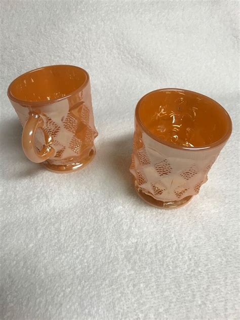 Set Of Euc Vintage Anchor Hocking Fire King Peach Luster Kimberly