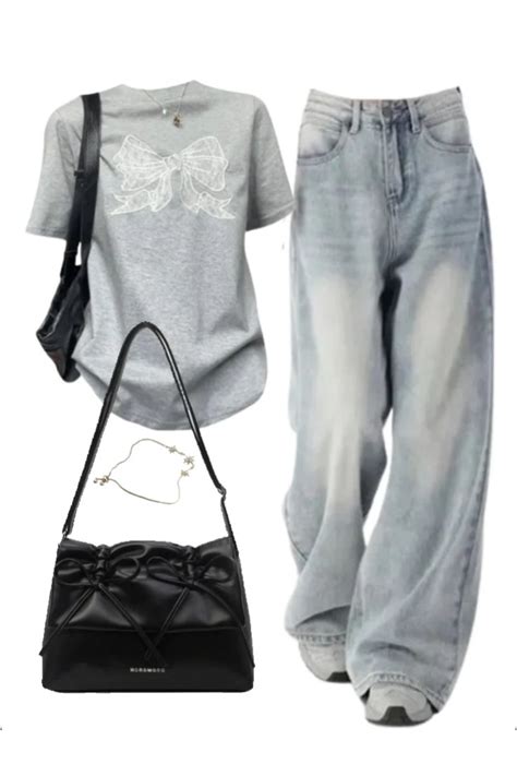 Ootd Short Sleeve Tee Baggy Boyfriend Jeans Mini Pu Leather