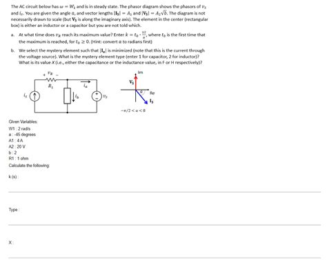 The AC circuit below has ω W1 and is in steady Chegg