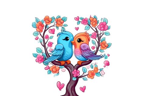 Cartoon Bird Couple Sitting Together Graphic By Sayedhasansaif