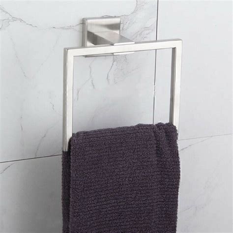 Modern Bathroom Square Towel Rack Towel Ring Holder Chrome Wall Mounted