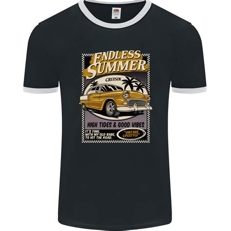 Endless Summer American Muscle Car Surfing Mens Ringer T Shirt Fotl Ebay