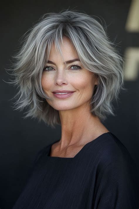 19 Short Layered Shag In Smoky Gray Short Hairstyles For Older Women