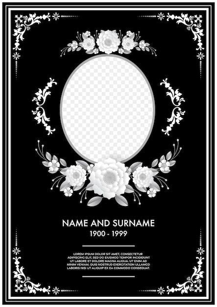 Memorial Funeral Card Templates With Flowers Paper Cut