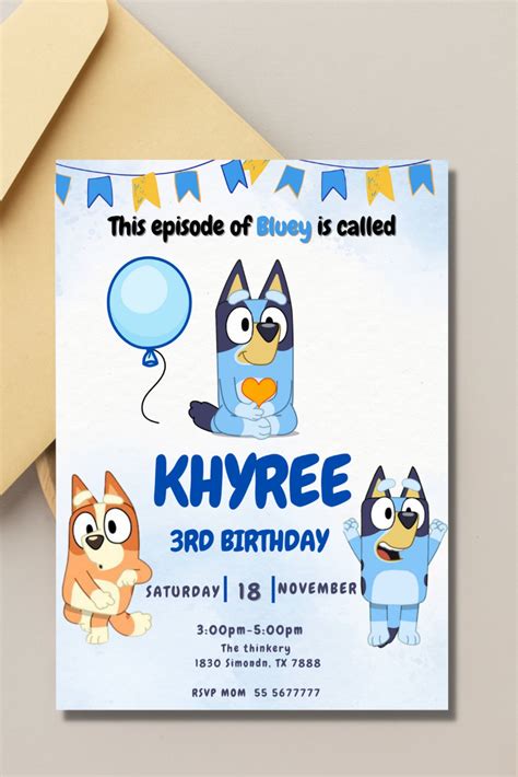 Bluey Birthday Invitations Template Social Media Template