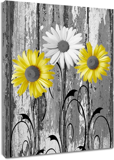 AVOI Vintage Floral Yellow Wall Art For Living Room Farmhouse Yellow