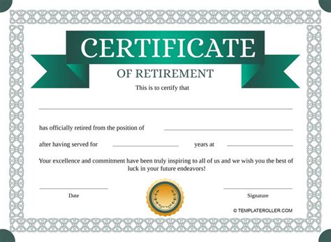 Retirement Certificate Templates