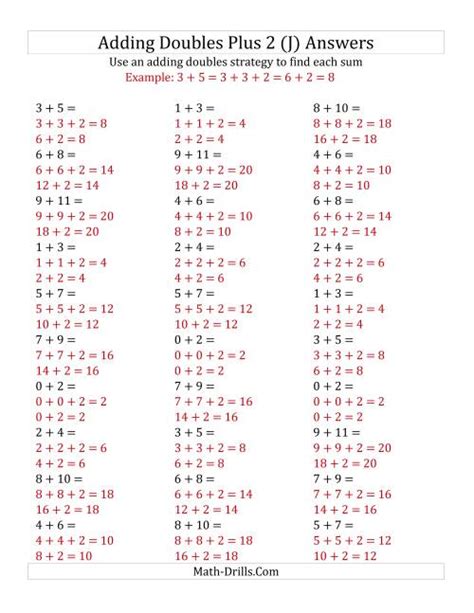 Adding Doubles Plus Small Numbers J