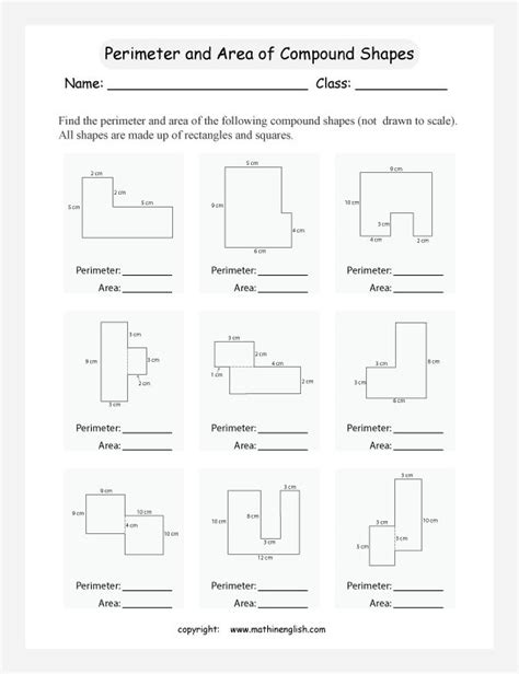 Area And Perimeter Compound Shapes Worksheets Composite Comp