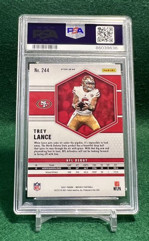 2021 Panini Mosaic Trey Lance Orange Fluorescent Rookie 244 PSA 10 GEM