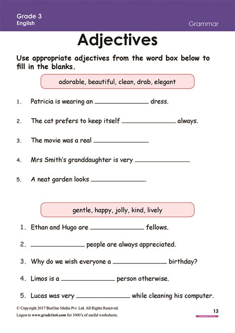 English 3 Worksheets