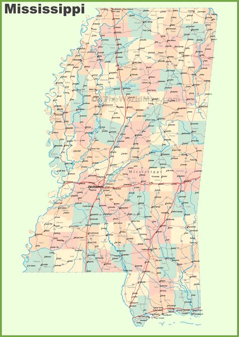 Printable Map Of Mississippi Counties