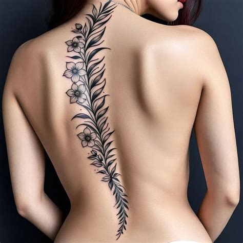 Delicate Crescent And Blooming Beauty Description This Spine Tattoo