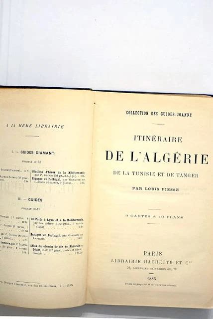 Livre Ancien Piesse Itineraire Algerie Tunisie Tanger Cartes Plans