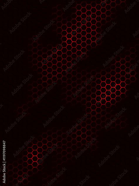 Abstract Modern Dark Background Red Neon Hexagons Texture Honeycomb