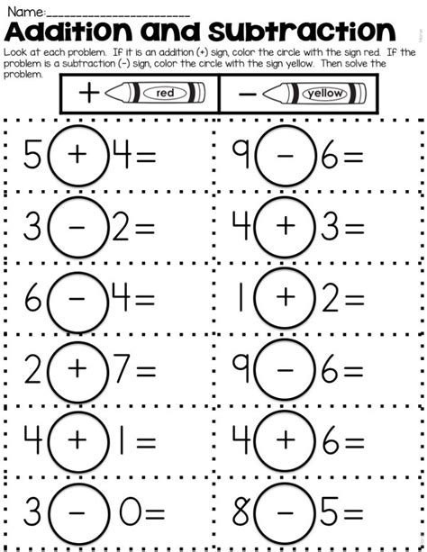 Addition And Subtraction Worksheets For Kg