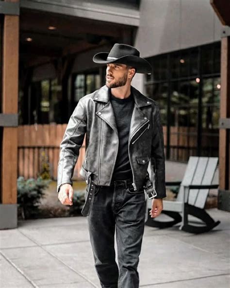 Kevin Lutolf Black Leather Biker Jacket Leather Jacket Men Cowboy