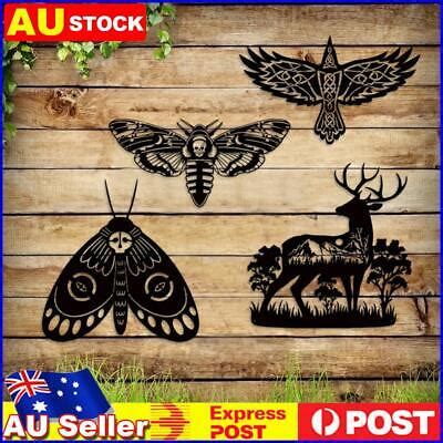 Metal Wall Plaque Garden Art Sculpture Dragonfly Deer For Indoor