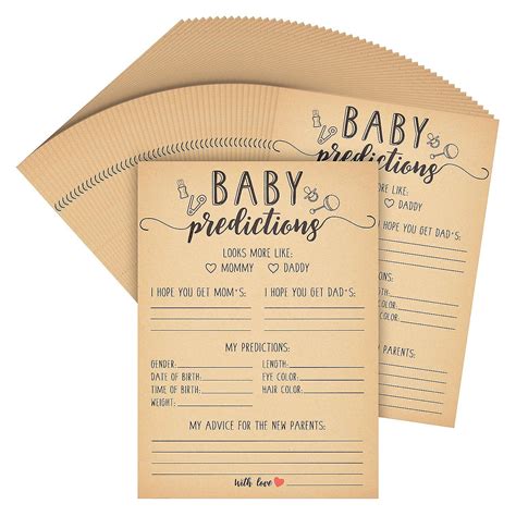 Sheets Baby Shower Prediction And Advice Cards For Parents To Be