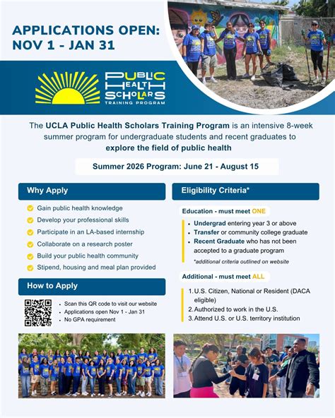 The deadline to apply to the 2026 UCLA Public Health Scholars Program