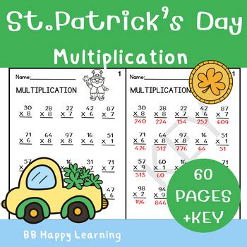 St Patricks Day Two Digit By One Digit Multiplication By BB Happy Learning