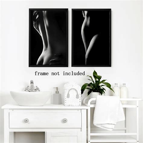 1pc 2pcs 3pcs Frameless Vintage Bathroom Art Wall Decor Black And White