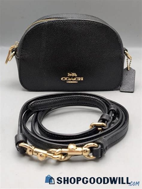 Authentic Coach Black Crossgrain Leather Mini Serena Crossbody Bag