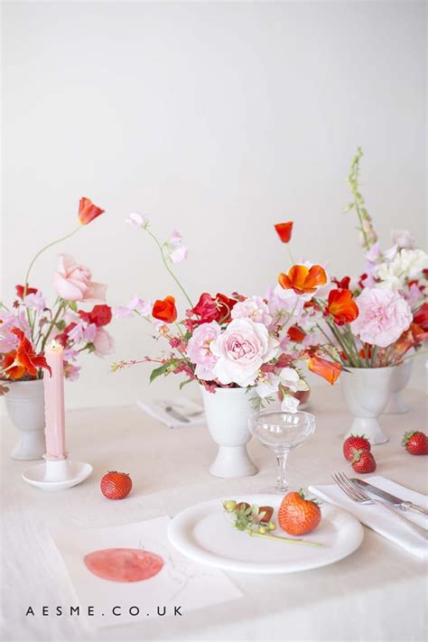 Red And Pink Flowers By Aesme Studio Pink Flower Arrangements