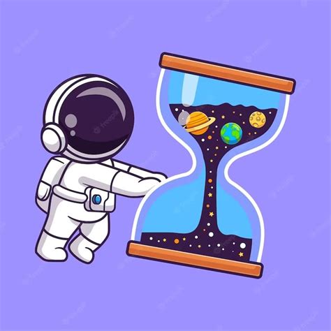 Premium Vector Cute Astronaut With Hour Glass Space Cartoon Vector