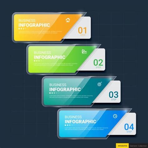 4 Steps Infographics Template For Business Cards