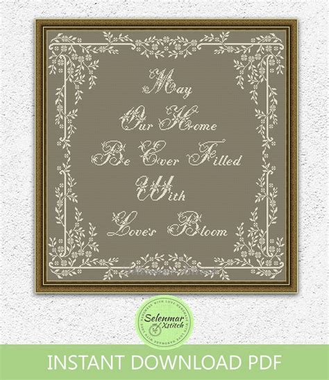 Monochrome Cross Stitch Pattern Love Quote Cross Stitch Love Bloom In