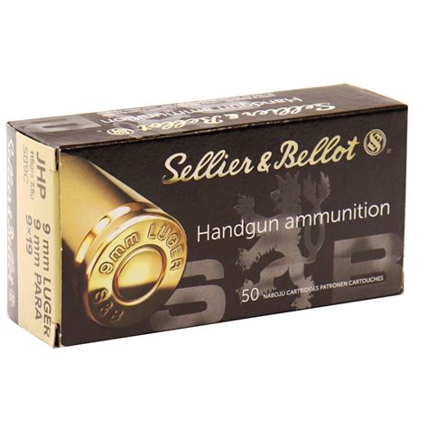 Sellier Bellot 9mm Luger Ammo 115 Grain Jacketed Hollow Point For