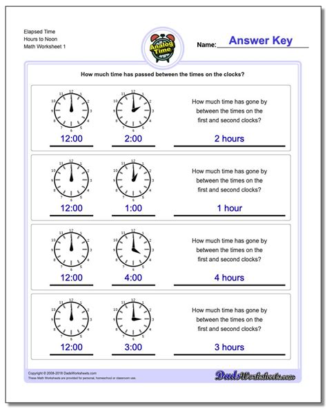 Grade Elapsed Time Worksheets