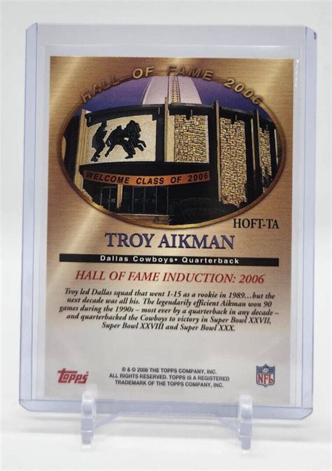 Topps Troy Aikman Hall Of Fame Class Of Insert Card Ebay