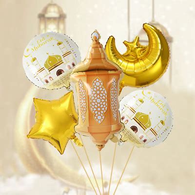 Stars Moon Confetti Balloon Eid Mubarak Ballons Ramadan Decoration Eid