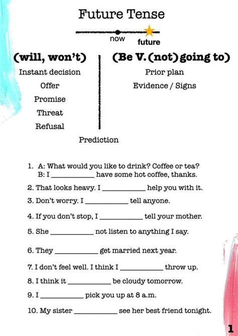 Tense Worksheets Future Present Past Continuous Present Perfect