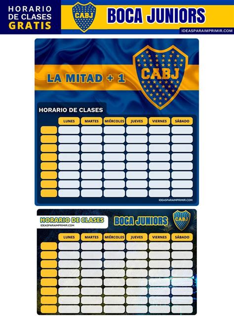 GRATIS Horarios De Clases De BOCA JUNIORS Para Imprimir En 2025