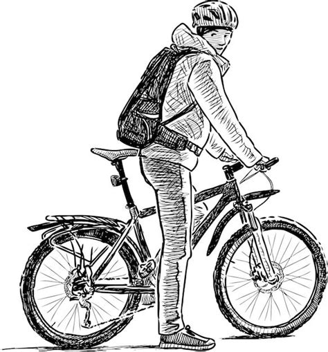 Premium Vector Mountain Bike Adventure Vector Line Art Illustration