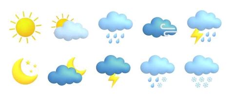 Premium Vector Cute D Cartoon Weather Icons Set Sun Moon Star