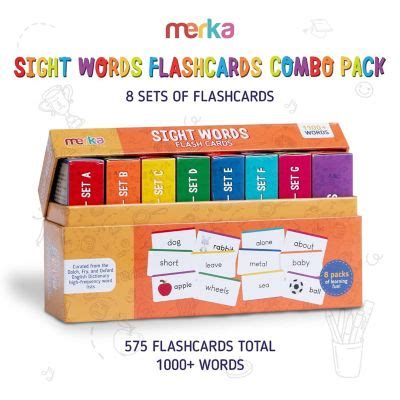 Sight Words Combo Pack Set A G 575 Flash Cards 1st Grade Learn To Read